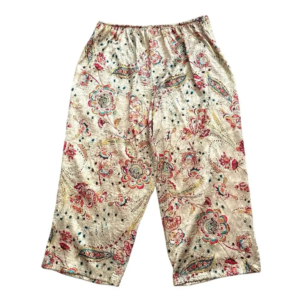 Cabernet Pajama Set Womens Medium Floral Paisley Textured 2 Piece Sleeveless